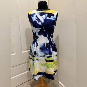 Vince Camuto Blue and White Sheath Dress for Wedding Guest